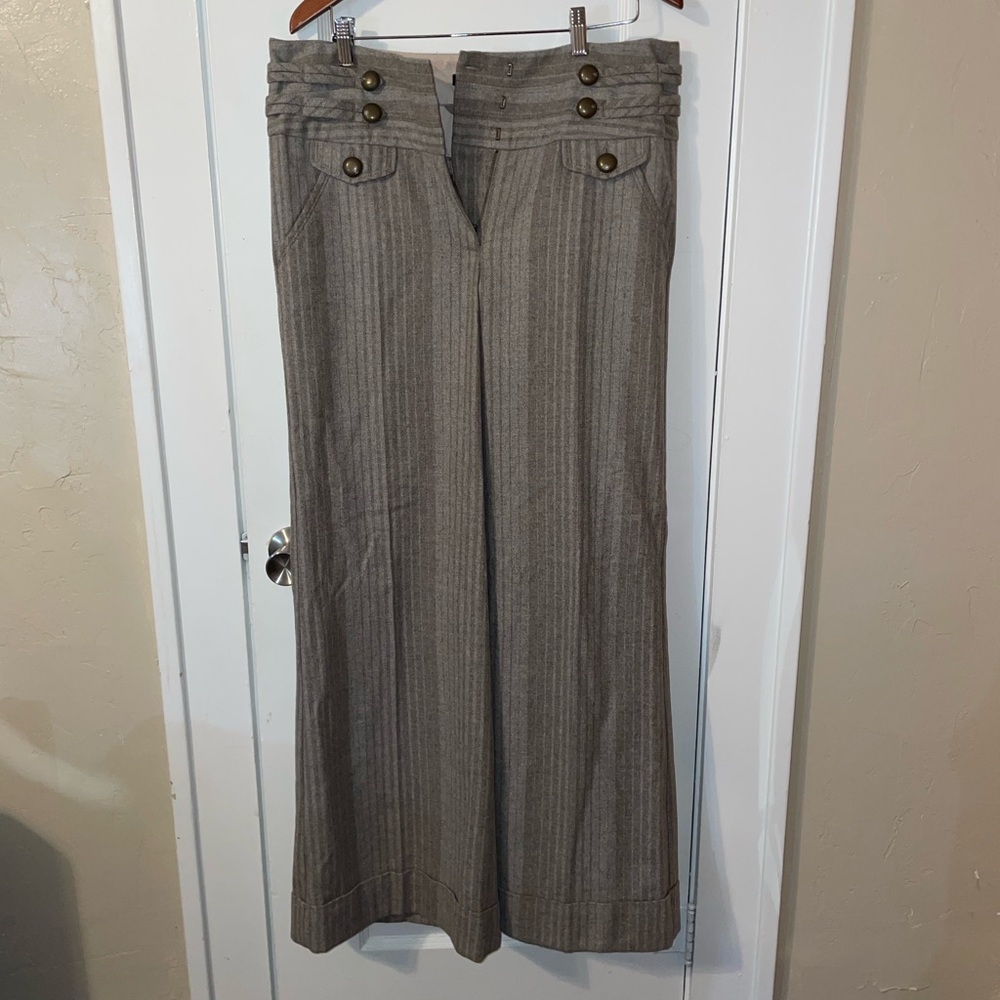 Anthropologie Taikonhu Wool Blend Striped Herringbonee Lined Wideleg Pants